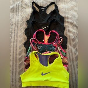 Girls sports bras, Lot of 6!  Nike, Under Armor, Reebok, Old Navy.  EUC!